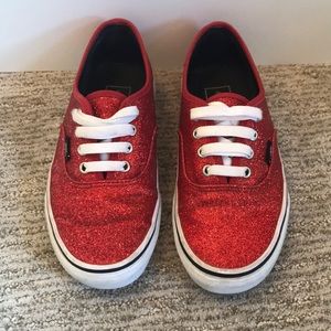 Vans Red Glitter Authentic Sneakers
